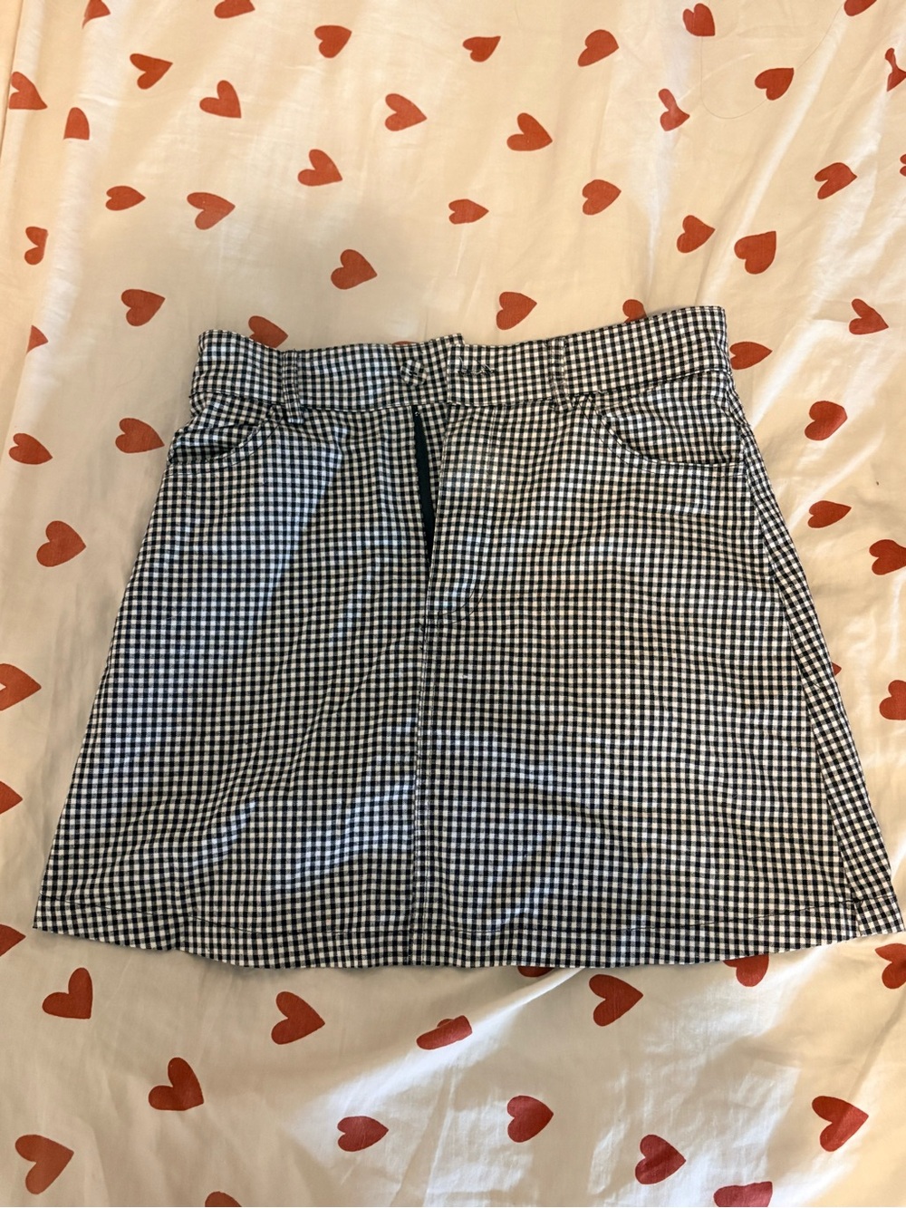 Brandy Melville Black and White Gingham A-Line Skirt
